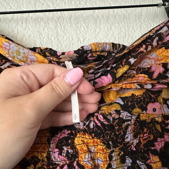 Free People Floral One More Time Tube Top Black Orange Size Small - Picture 3 of 4